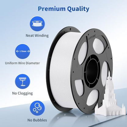 ANYCUBIC PLA 3D Printer Filament Bundle, 3D Printing PLA Filament 1.75mm Dimensional Accuracy +/- 0.02mm, 1KG Reusable Spool (2.2 lbs), 2KG White + White