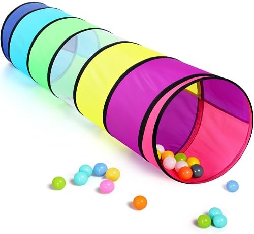 Kids Play Tunnel for Toddlers, Colorful Pop Up Crawl Through Tunnel Play Tent for Baby or Dog Cat Pet with Breathable Mesh, Collapsible Gift for Boy Girl Game Indoor Outdoor Toy