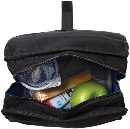 PackIt Freezable Lunch Bag, Black, Built with EcoFreeze Technology, Foldable, Reusable, Zip and Fold Closure with Buckle Handle, Perfect for School and Office Lunches