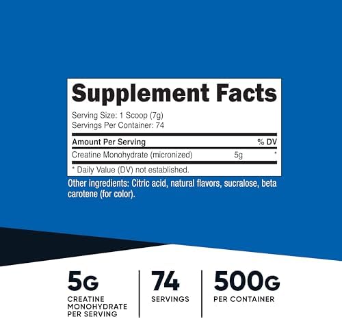 Nutricost Creatine Monohydrate Powder (Mandarin Orange, 500 Gram) - Micronized Creatine Supplement - Vegan, Non-GMO, Gluten Free