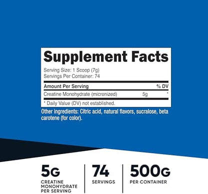 Nutricost Creatine Monohydrate Powder (Mandarin Orange, 500 Gram) - Micronized Creatine Supplement - Vegan, Non-GMO, Gluten Free