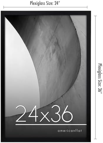 Americanflat 24x36 Poster Frame with Polished Plexiglass - Streamline Collection - Thin Border Picture Frame for Wall Display - Hanging Hardware Included - Black