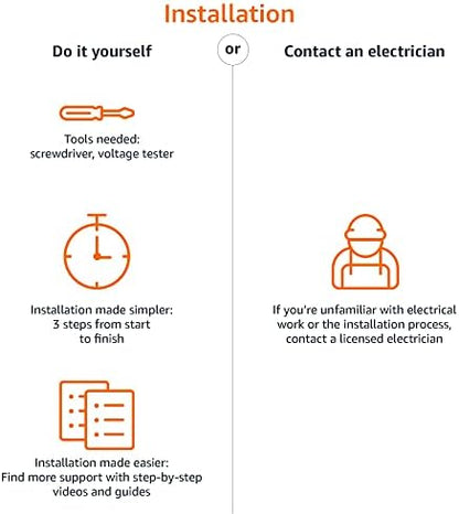 Amazon Basics Smart Dimmer Switch, Single Pole, Works with Alexa Only, 2.4 GHz Wi-Fi, No Hub Required, White