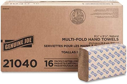 Genuine Joe GJO21040 Multifold Natural Towels (16 Packs, 250 per pack)