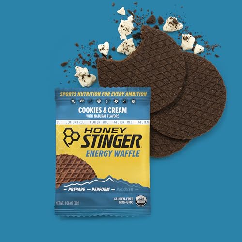 Honey Stinger Organic & Gluten Free Energy Waffle Variety Pack, 12 Salted Caramel and 6 Cookies & Cream Waffles, Nutritious Stroopwafel Snack for Exercise, Endurance and Performance