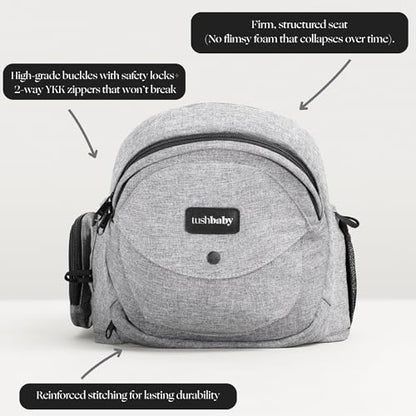 Tushbaby The Original Premium Quality Hip Seat Carrier – Safety-Certified Baby & Toddler Carrier with Secure Safety Buckles, No-Flimsy-Foam Design, Storage Pockets & Nursing Pillow. 0–3 yrs