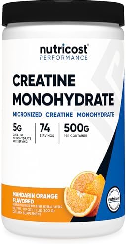 Nutricost Creatine Monohydrate Powder (Mandarin Orange, 500 Gram) - Micronized Creatine Supplement - Vegan, Non-GMO, Gluten Free