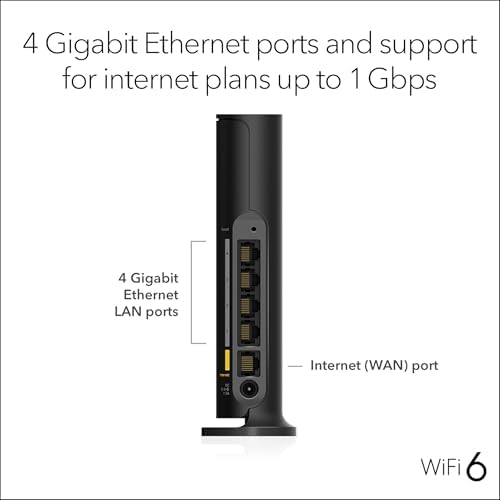 NETGEAR WiFi 6 Router (R6700AXv3) – Security Features, AX1800 Wireless Speed (Up to 1.8 Gbps) - Covers up to 1,500 sq. ft., 20 Devices