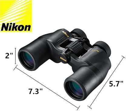 Nikon Aculon A211 8x42 Binoculars (8245) Black Bundle with Nikon Lens Pen, Carry Case, Neck Strap, and Lens Cloth - High Powered Binoculars for Adults - Bird Watching, Hunting, and Travel Zoom