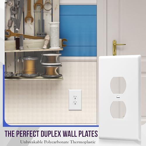 ENERLITES Jumbo Duplex Receptacle Outlet Wall Plate, Electrical Outlet Covers, Gloss Finish, Over-Size 1-Gang 5.5" x 3.5", Polycarbonate Thermoplastic, 8821O-W-10PCS, White (10 Pack)
