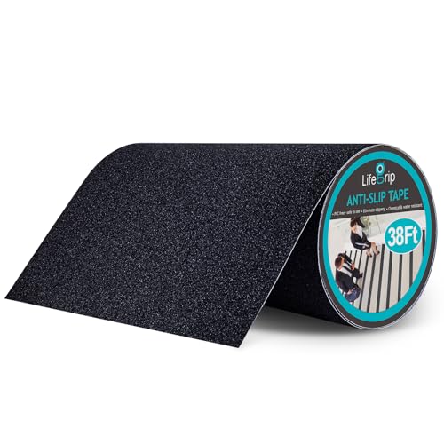 Lifegrip Anti Slip Traction Tape, 12 Inch x 38 Foot Friction Tape - Best Grip, Abrasive Adhesive for Stairs, Tread Step, Indoor, Outdoor (Friction Tape, 12" X 38')