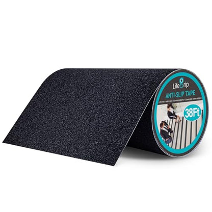 Lifegrip Anti Slip Traction Tape, 12 Inch x 38 Foot Friction Tape - Best Grip, Abrasive Adhesive for Stairs, Tread Step, Indoor, Outdoor (Friction Tape, 12" X 38')