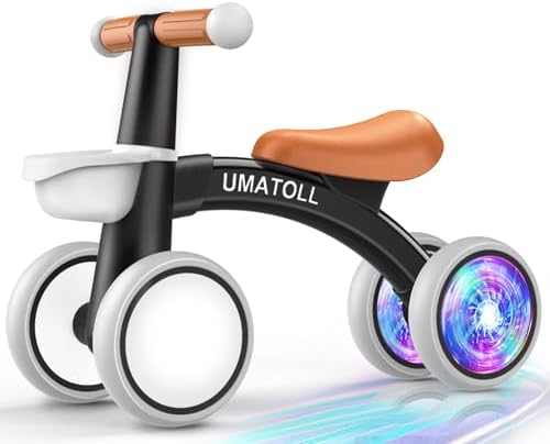 Umatoll Colorful Lighting Baby Balance Bike Toys for 1 Year Old Boys Gifts, Adjustable Seat Baby Walker, One Year Old Boy Birthday Gifts, 12-24 Months Toddler First Ride on Toys