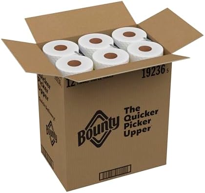 Bounty Quick-Size Paper Towels, White, 12 Family Triple Rolls = 40 Regular Rolls