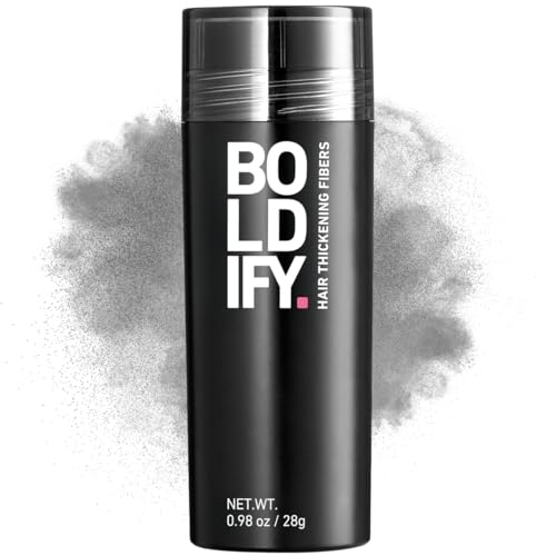 BOLDIFY Hair Fibers (28g) - Fill In Thinning and Fine Hair for an Instantly Fuller, Thicker Look - 14 Shades for Women & Men - Gray