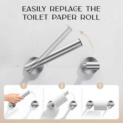 Day Moon™ Brushed Nickel Toilet Paper Holder - Wall Mount Modern Roll Holder for Bathroom