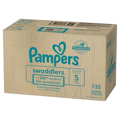 Pampers Baby Diapers - Swaddlers - Size 5, 132 Count, Ultra Absorbent Disposable Infant Diaper