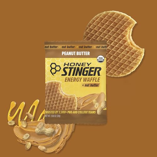 Honey Stinger Organic Peanut Butter Waffle, Energy Stroopwafel for Exercise, Endurance and Performance, Sports Nutrition for Home & Gym, Pre & During Workout, 16.96 Ounces (Pack of 16)