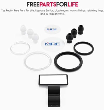 MDF Instruments, Engravable - Acoustica Lightweight Custom Stethoscope for Doctors, Nurses, Students, Home Health Use, Adult, Dual Head, Black Tube, Black Chestpiece-Headset, MDF747XPBO-ENGRAVING