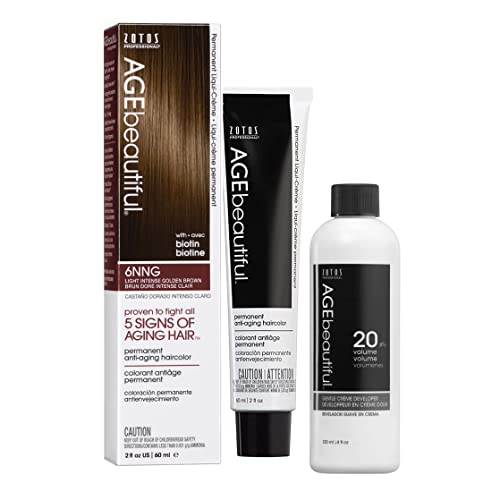 AGE beautiful Permanent Hair Color Dye Liqui Creme | 100% Gray Coverage | Anti-Aging Haircolor | Biotin for Thicker, Fuller Hair | Professional Salon Coloring