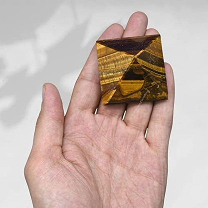 Amazing Gemstone Tiger Eye Pyramid Crystal Healing Stones - 2" Great Pyramid Figurine of Natural Stone Pyramid for Meditation, Reiki, Chakra Balancing and Crystal Pyramids Grid