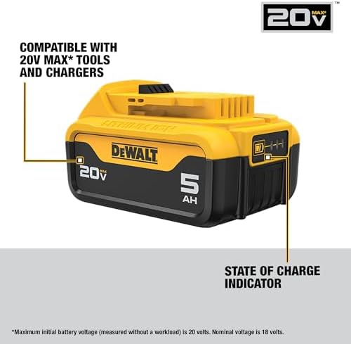 DEWALT 20V MAX Lithium-Ion Battery 2-Pack and Charger, 5.0 Ah, Battery Starter Kit (DCB205-2c)