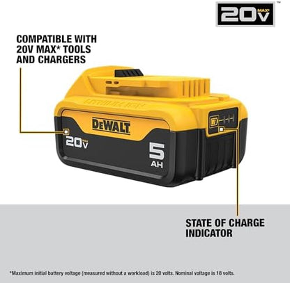 DEWALT 20V MAX Lithium-Ion Battery 2-Pack and Charger, 5.0 Ah, Battery Starter Kit (DCB205-2c)