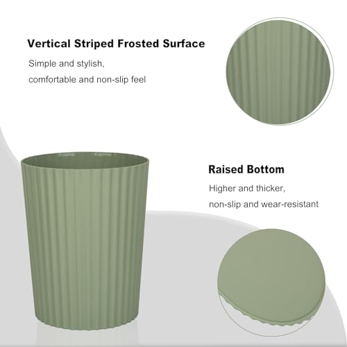 JiatuA Small Trash Can Plastic Wastebasket Round Garbage Container Bin for Bathroom, Kitchen, Bedroom, Home Office, College Dorm, Green 2 Pack