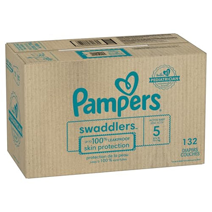 Pampers Baby Diapers - Swaddlers - Size 5, 132 Count, Ultra Absorbent Disposable Infant Diaper