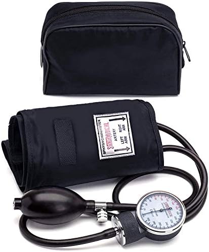 Santamedical Adult Deluxe Aneroid Sphygmomanometer - Professional Blood Pressure Monitor with Adult Black Cuff and Carrying case (Light Black)