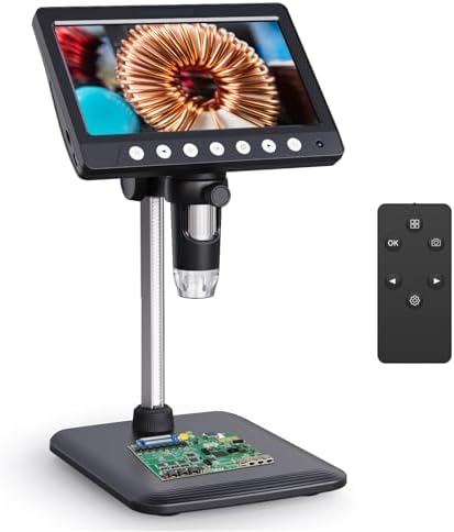 Microscope-LCD Digital Coin Microscope 500x, Coin Magnifier with 8 Adjustable LED Lights, PC View Compatible with Windows/MacBook,7 Inch