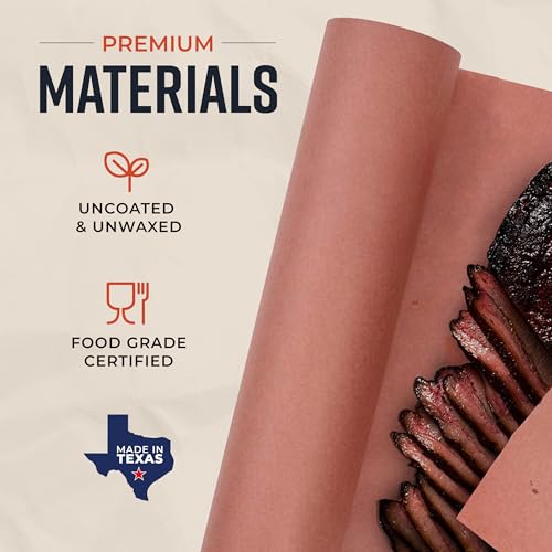 Bryco Goods Pink Butcher Paper Roll - 24 Inch by 175 Feet - Food-Grade Peach Butcher Paper for Smoker, BBQ, Grilling, Smoking Meat & Brisket - Unbleached, Unwaxed, Uncoated - USA Made