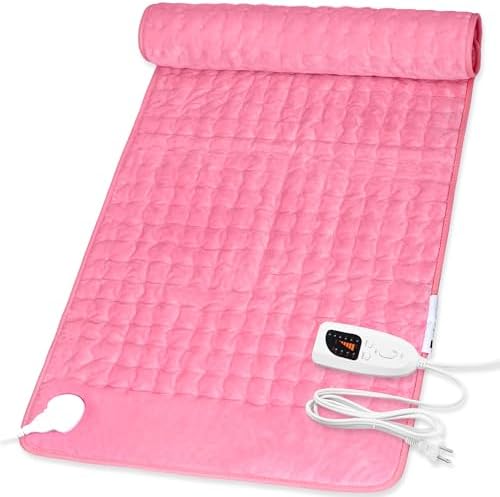 Heating Pad,Electric Heating Pads for Back,Hot Heated Pad for Abdomen,Shoulder,Knee,Multiple Temp and Auto Shut Off(BabyPink, 40''×20')