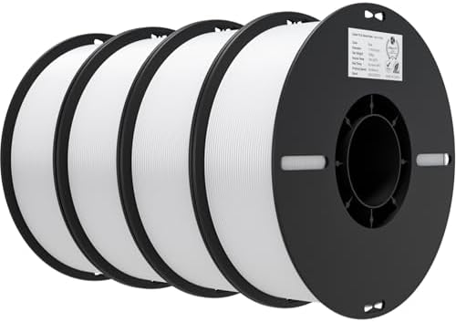 Creality 3D Printer Filament 1.75mm 4KG, PLA Filament Bulk +/- 0.02mm, 4 Pack 1kg Spool(2.2lbs) 3D Printing Filament Fits for Most FDM 3D Printers, 4 White