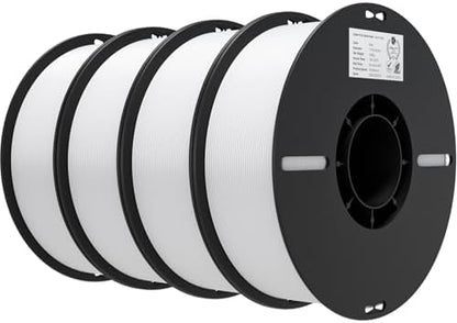 Creality 3D Printer Filament 1.75mm 4KG, PLA Filament Bulk +/- 0.02mm, 4 Pack 1kg Spool(2.2lbs) 3D Printing Filament Fits for Most FDM 3D Printers, 4 White