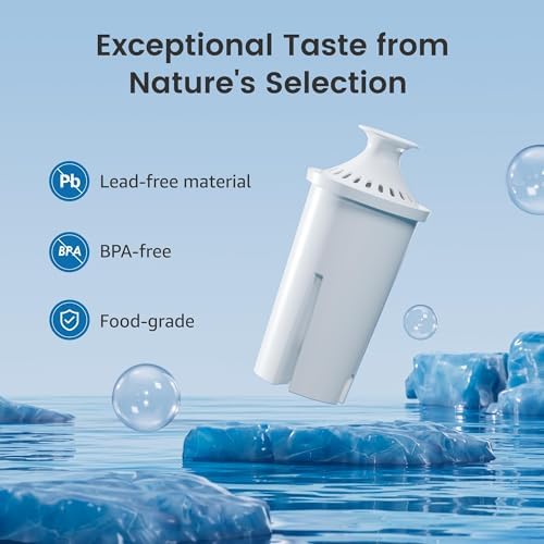 AQUA CREST Replacement for Brita® Water Filter, Pitchers and Dispensers, Classic OB03, Mavea® 107007, and More, NSF Certified Pitcher Water Filter, 4 Count