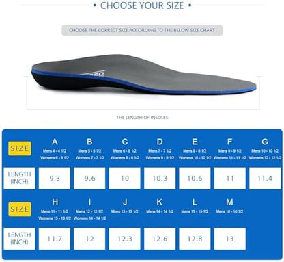 Plantar Fasciitis Feet Insoles Arch Supports Orthotics Inserts Relieve Flat Feet, High Arch (Mens 8-8 1/2 | Womens 10-10 1/2)