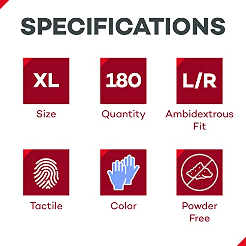 Dealmed Brand Nitrile Medical Grade Exam Gloves, Disposable, Latex-Free, 180 Count, Size Extra Large