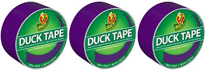 Duck Brand 283138 Color Duct Tape, Purple, 1.88 Inches x 20 Yards Each Roll, 3 Rolls