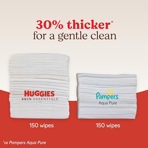 Huggies Skin Essentials Baby Wipes, Hypoallergenic, 99% Water, 10 Flip Top Packs (560 Wipes Total)