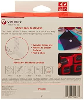 VELCRO Brand - Sticky Back Hook and Loop Fasteners – Peel and Stick Permanent Adhesive Tape Keeps Classrooms, Home, and Offices Organized – Cut-to-Length Roll | 15ft x 3/4in Tape | White