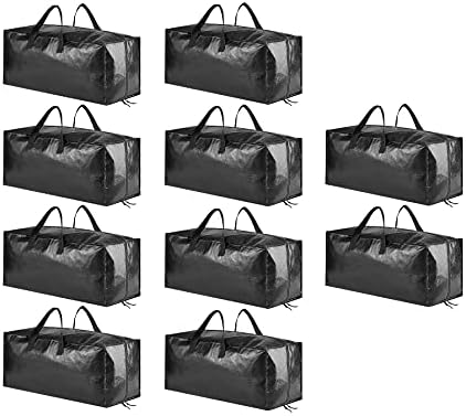 SpaceAid Heavy Duty Moving Bags, Extra Large Storage Totes W/Backpack Straps Strong Handles & Zippers, Alternative to Moving Boxes, Packing & Moving Supplies, Black (10 Pack)