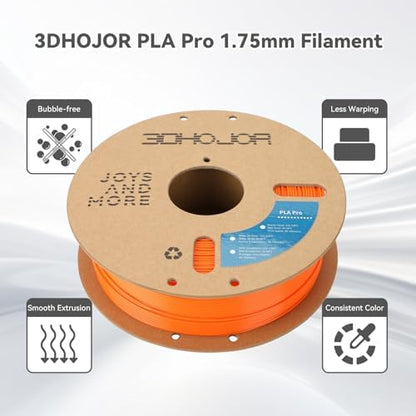 PLA Pro (PLA+) Filament 1.75mm, 3D Printer Filament, Cardboard Spool, Dimensional Accuracy +/- 0.03 mm Orange, 1kg