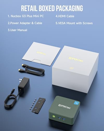 GMKtec Mini PC, Intel Twin Lake N150 (Upgraded N100), 16GB DDR4 RAM 512GB PCIe M.2 SSD, Desktop Computer 4K Dual HDMI/USB3.2/WiFi 6/BT5.2/2.5GbE RJ45 for Office, Business