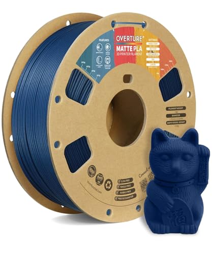 OVERTURE PLA Matte Filament 1.75mm, Matte PLA Roll 1kg Cardboard Spool (2.2lbs), Dimensional Accuracy +/- 0.03 mm, Fit Most FDM Printer (Matte Navy Blue)