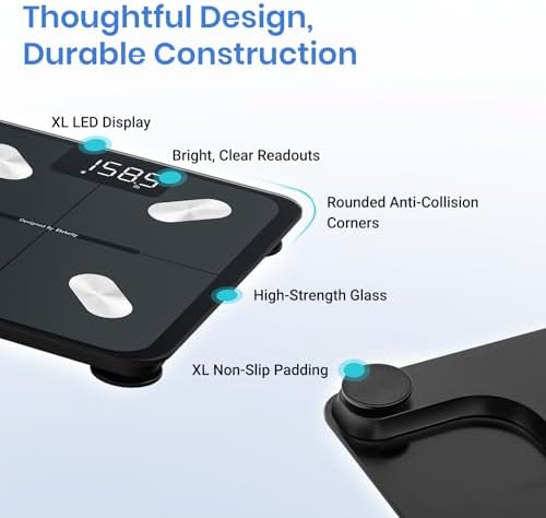 Etekcity Smart Scale for Body Weight, Bathroom Digital Weighing Scale with BMI, Body Fat, Muscle Mass, Accurate Bluetooth Home User Health Equipment Sync Apps