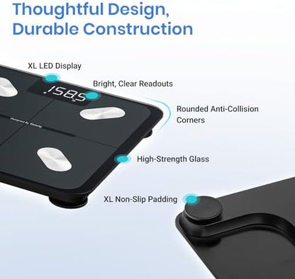 Etekcity Smart Scale for Body Weight, Bathroom Digital Weighing Scale with BMI, Body Fat, Muscle Mass, Accurate Bluetooth Home User Health Equipment Sync Apps