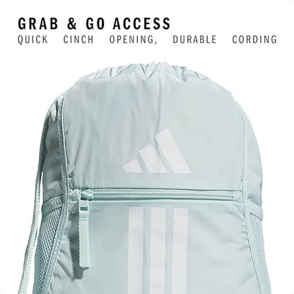 adidas Alliance Sackpack, Drawstring Backpack, Lightweight Small Gym Bag for Women and Men, Halo Mint Green/White, One Size