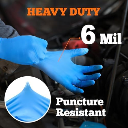 TitanFlex Disposable Nitrile Gloves 6 mil Blue Heavy Duty Disposable Gloves, Cooking Mechanic Gloves, Latex Free Powder Free