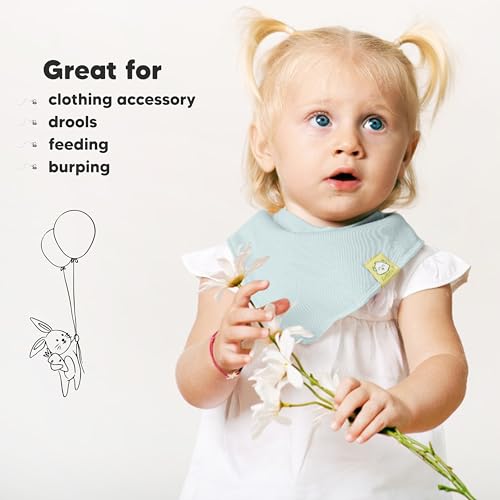 8-Pack Organic Baby Bandana Bibs for Girls - Super Absorbent Triangle Baby Bibs for Drooling and Teething Infant, 100% Cotton Extra Soft for Newborn, Infant 0-36 Months (Muted Pastel)